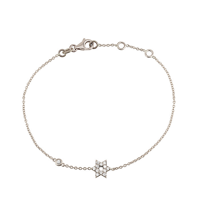 White Gold Star of David Bracelet Set with Diamonds STAR OF DAVID BRACELET
