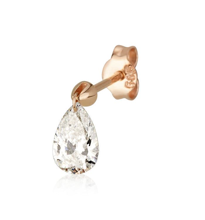 Rose Gold Earring Set with 0.60-Carat Drilled Teardrop Lab-Grown Diamond DRILLED DROP SHAPE LAB DIAMOND EARRING