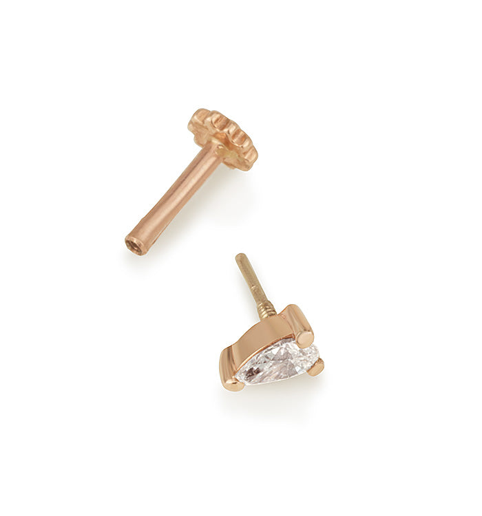 Rose Gold Piercing Set with Natural Pear-Shaped Diamond DROP DIAMOND PIERCING LABRET