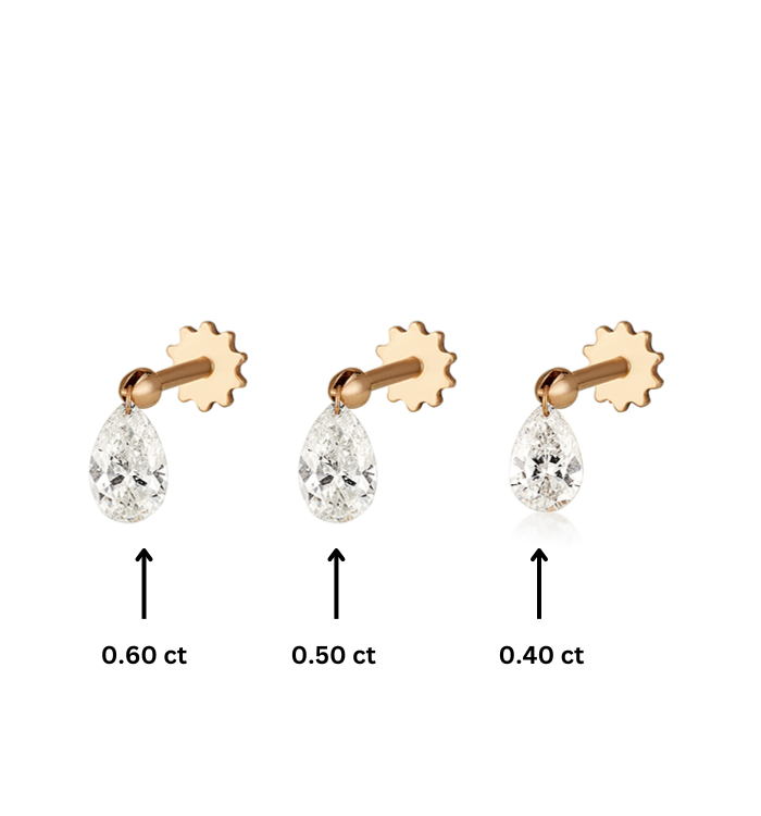 DRILLED DROP SHAPE LAB DIAMOND PIERCING LABRET 0.60CT