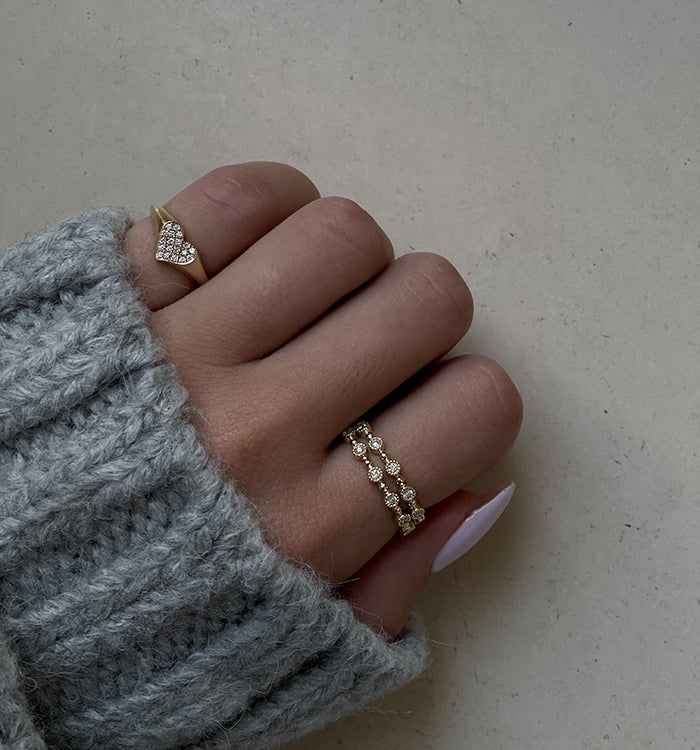 HEART SIGNET DIAMONDS PINKY RING