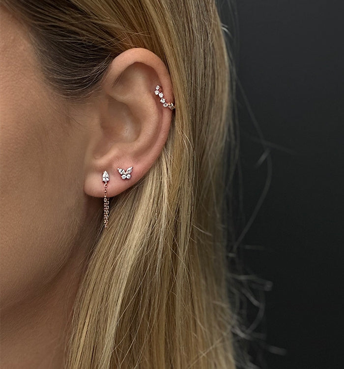 White Gold Butterfly Piercing Set with Diamonds BUTTERFLY PIERCING LABRET