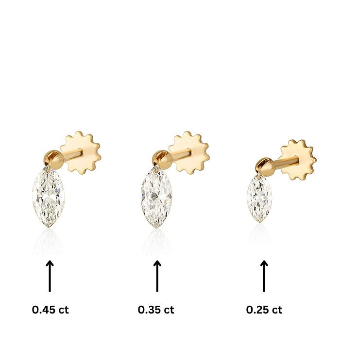 MARQUISE DRILLED LAB DIAMOND PIERCING EARRING 0.45CT