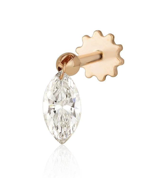 MARQUISE DRILLED LAB DIAMOND PIERCING EARRING 0.45CT