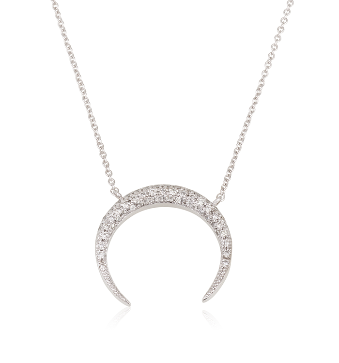 White Gold Horseshoe Necklace Set with Diamonds PARSA NECKLACE