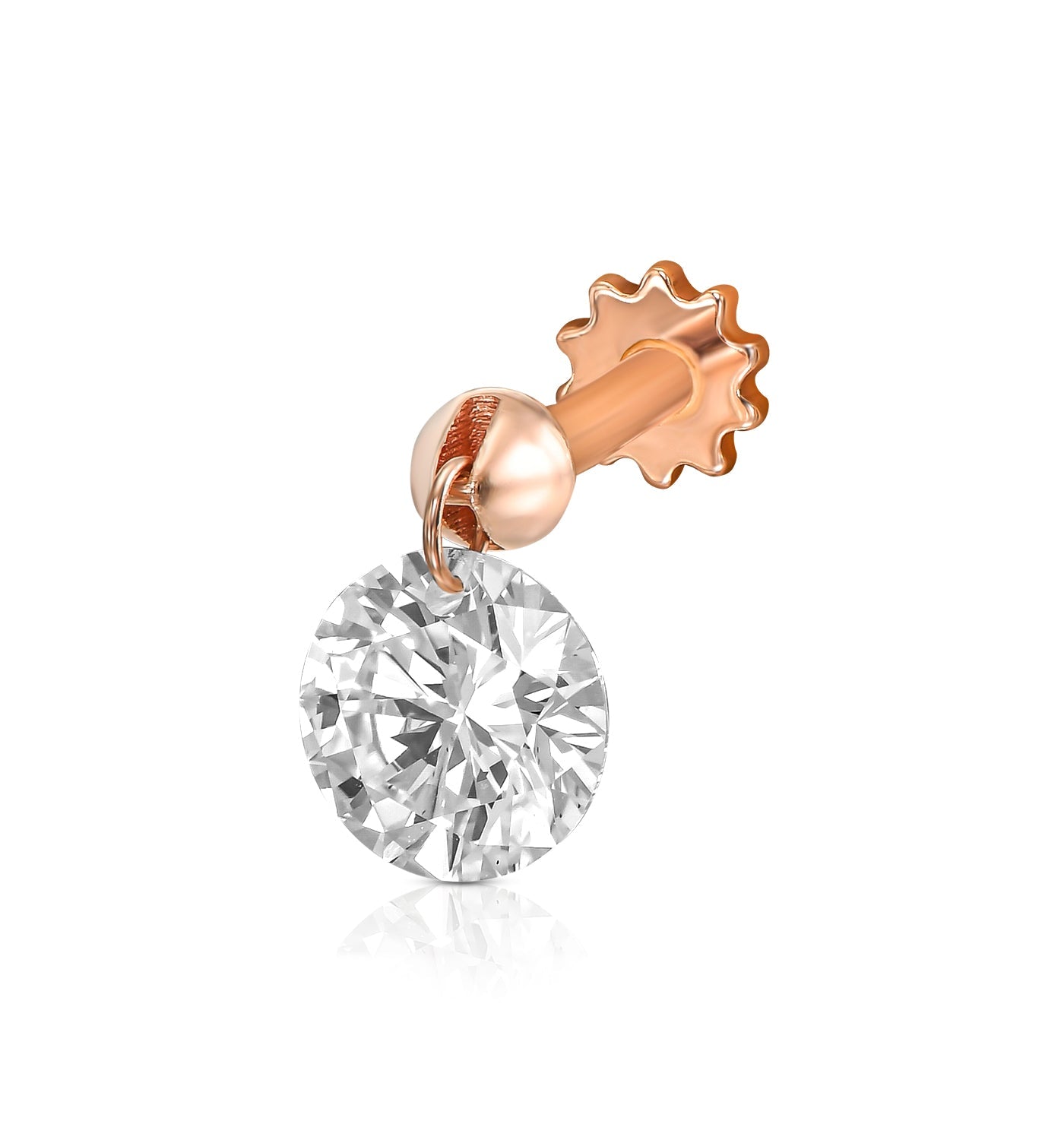 DRILLED ROUND SHAPE LAB DIAMOND PIERCING LABRET 0.50CT