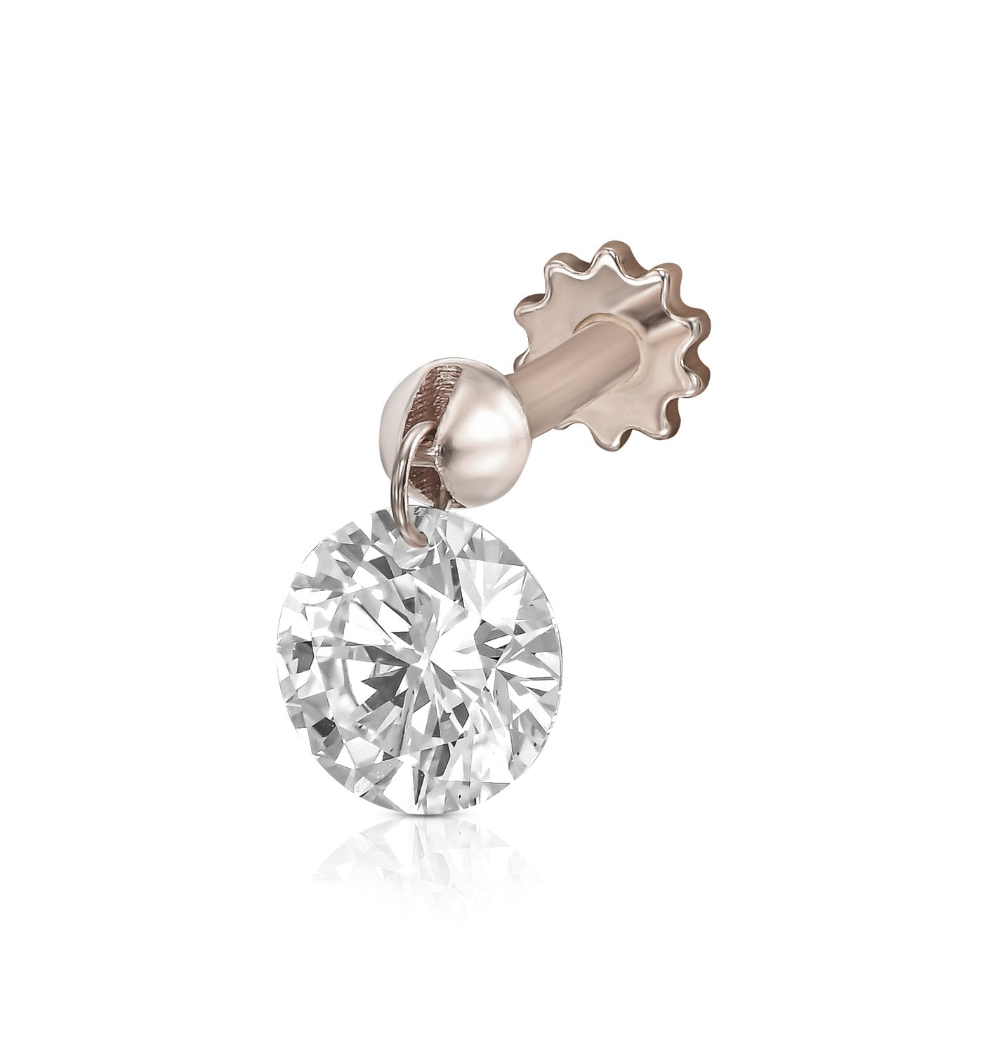 DRILLED ROUND SHAPE LAB DIAMOND PIERCING LABRET 0.50CT