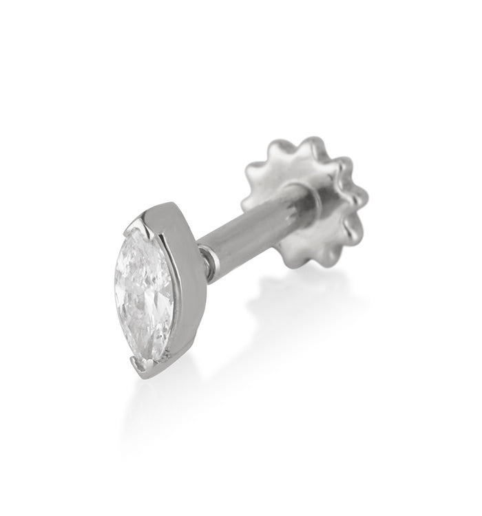 White Gold Piercing Set with Marquise Diamond MARQUISE DIAMOND PIERCING LABRET NO. 1