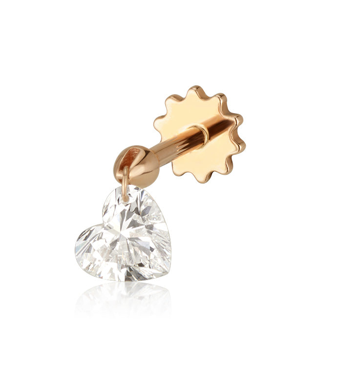 DRILLED HEART SHAPE LAB DIAMOND EARRING 0.55CT