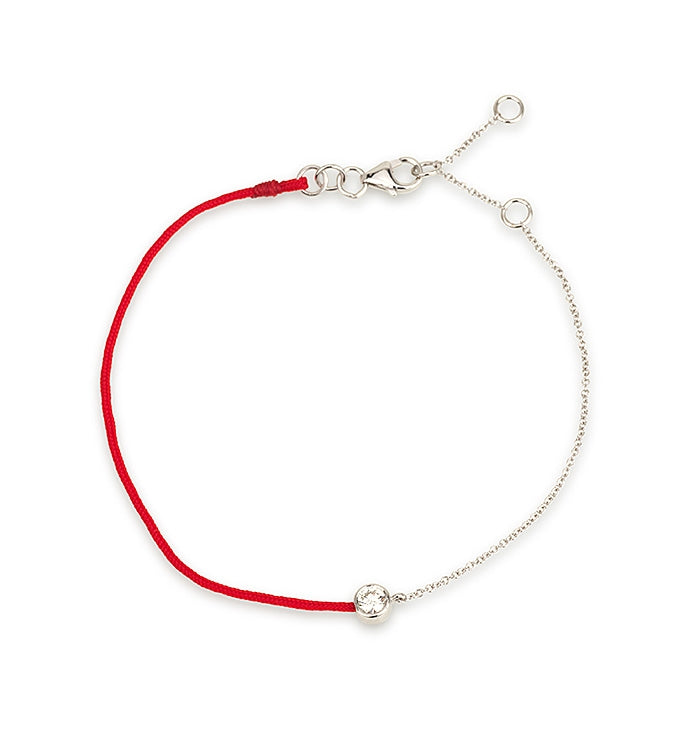 White Gold Red String Bracelet Set with Diamond MUST RED BRACELET