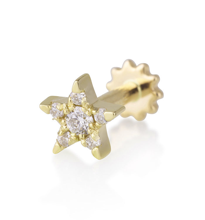 Yellow Gold Star-Shaped Diamond Piercing STAR DIAMONDS PIERCING LABRET