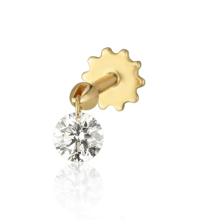 DRILLED ROUND SHAPE LAB DIAMOND PIERCING EARRING 0.30CT