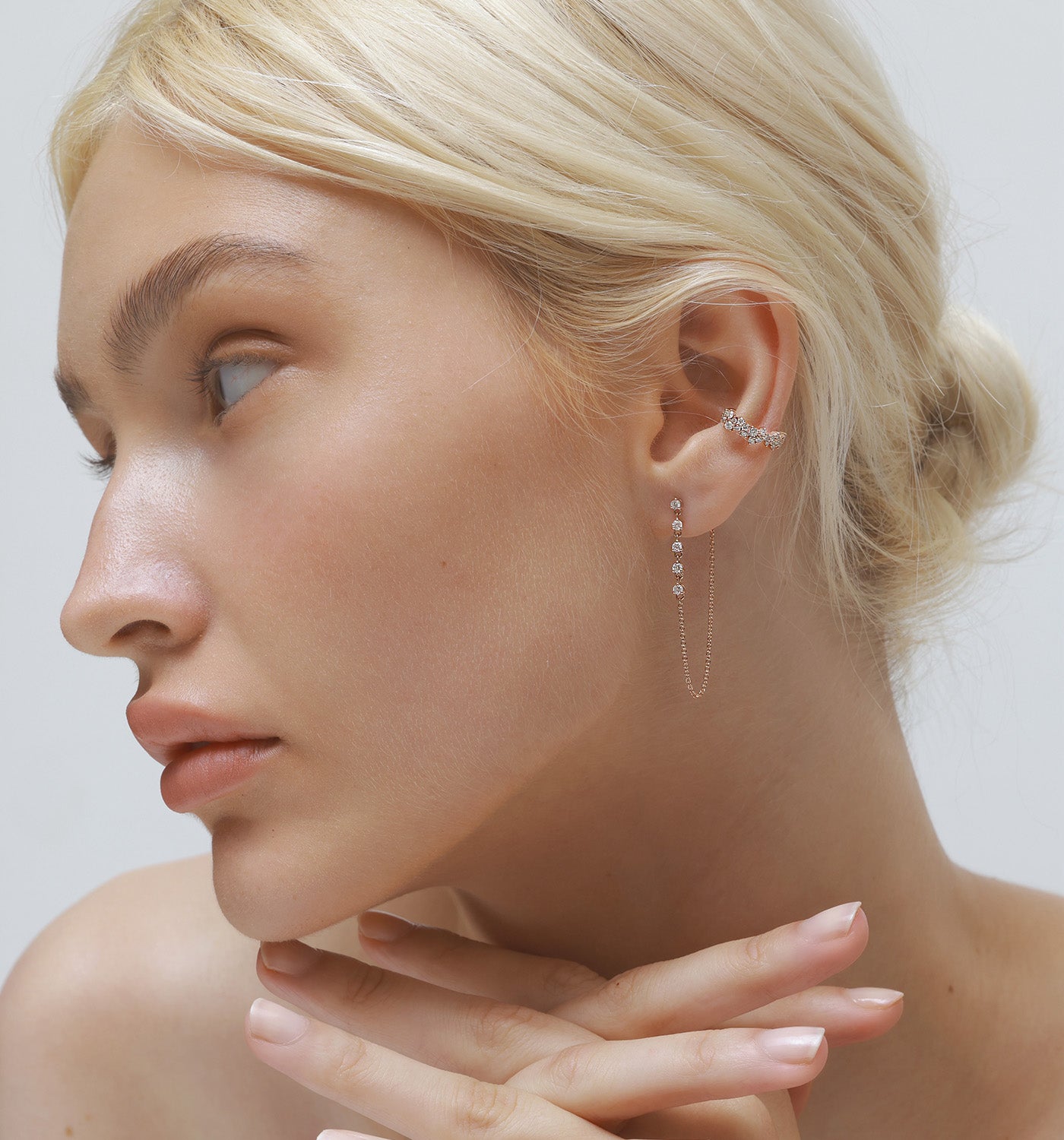 Rose Gold Long Earring Set with Diamonds ARIEL LONG EARRING WITH DIAMONDS