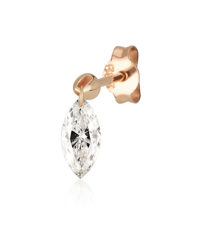 Rose Gold Earring Set with 0.25-Carat Drilled Marquise Lab-Grown Diamond DRILLED MARQUISE SHAPE LAB DIAMOND EARRING