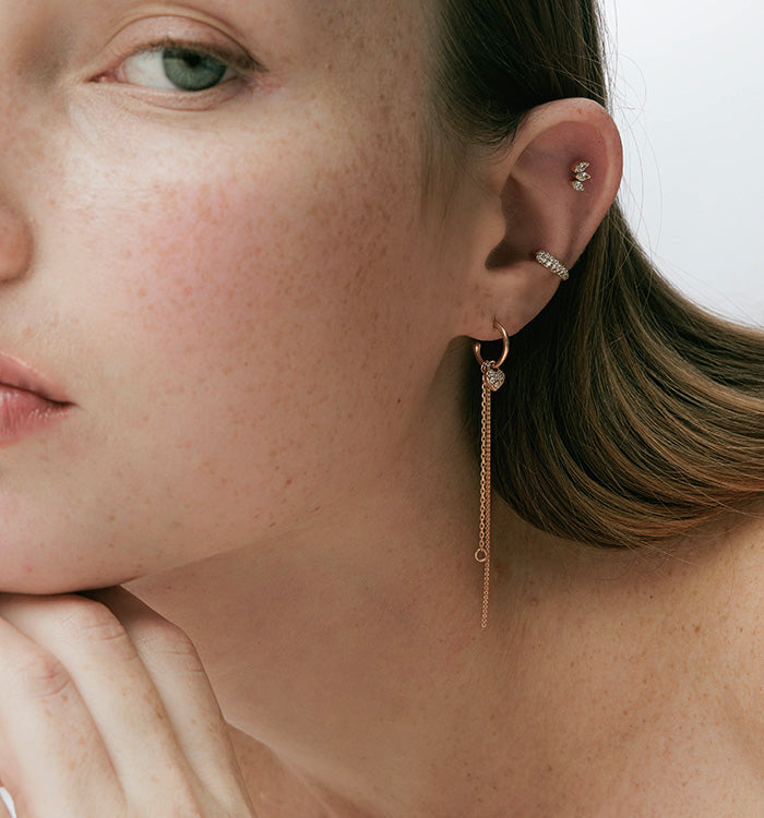 LOTUS MARQUISE DIAMONDS PIERCING EARRING