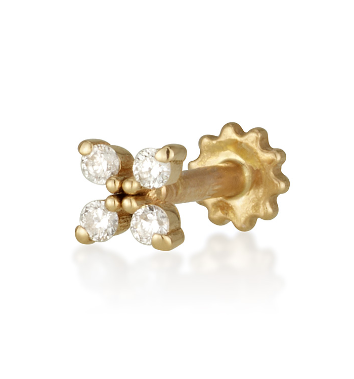 FOUR DIAMONDS PIERCING LABRET EARRING