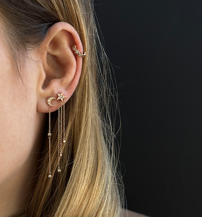 ALL STARS DIAMONDS HUGGIE HOOP EARRING