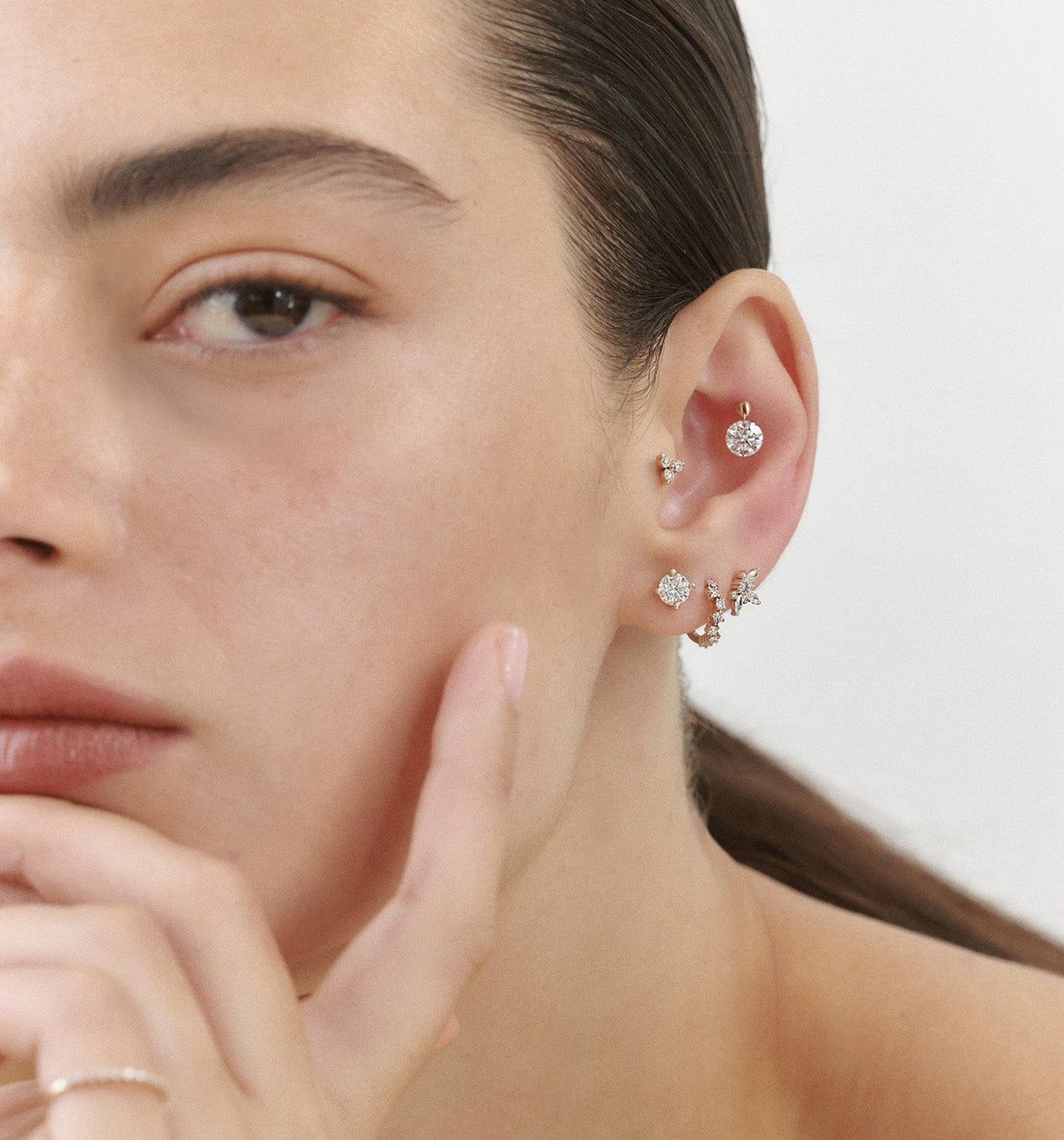 DRILLED ROUND SHAPE LAB DIAMOND PIERCING LABRET 0.70CT