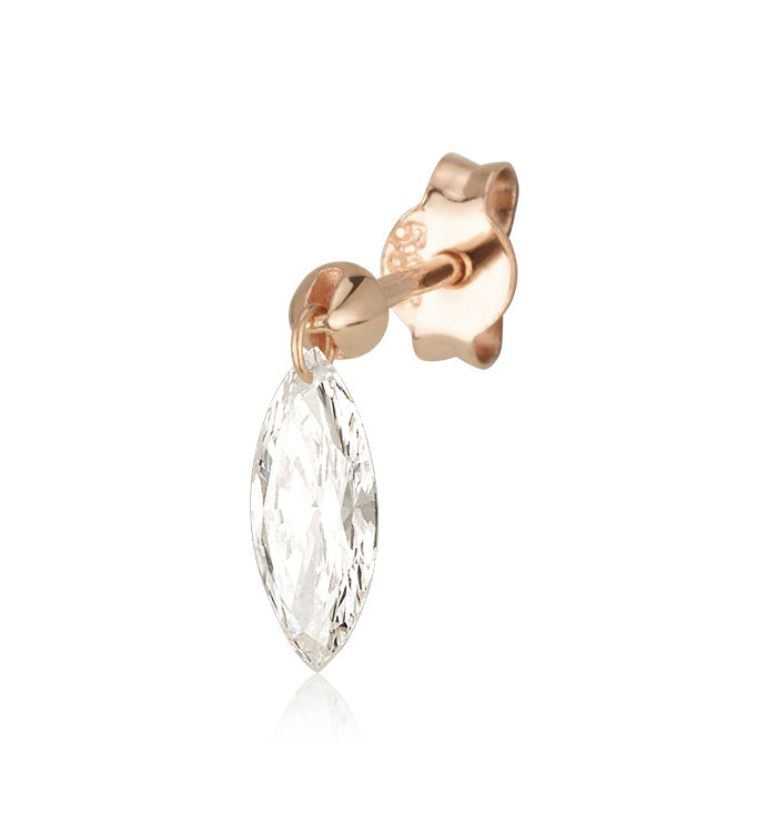 Rose Gold Earring Set with 0.45-Carat Drilled Marquise Lab-Grown Diamond DRILLED MARQUISE SHAPE LAB DIAMOND EARRING