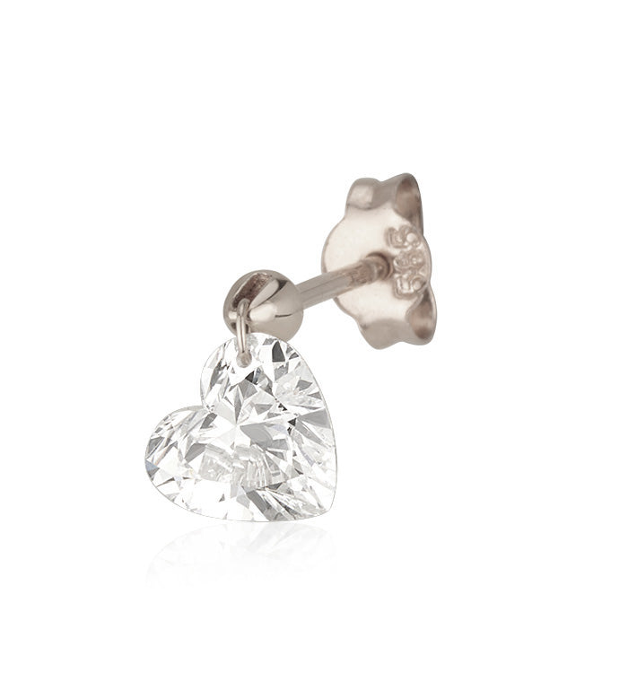 White Gold Earring Set with 0.75-Carat Drilled Heart-Shaped Lab-Grown Diamond DRILLED HEART SHAPE LAB DIAMOND EARRING