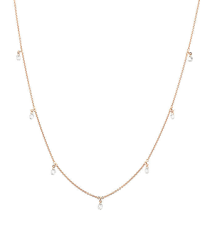 Rose Gold Necklace with Seven Drilled Natural Diamonds SEVEN DRILLED DIAMONDS