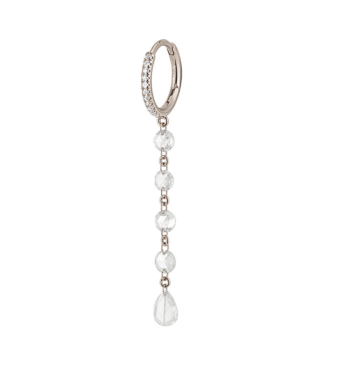 White Gold Hoop Earring with Rose-Cut Diamonds RITA EARRING