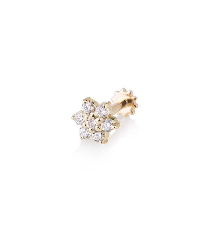 Yellow Gold Small Flower-Shaped Diamond Piercing SMALL FLOWER DIAMONDS PIERCING LABRET