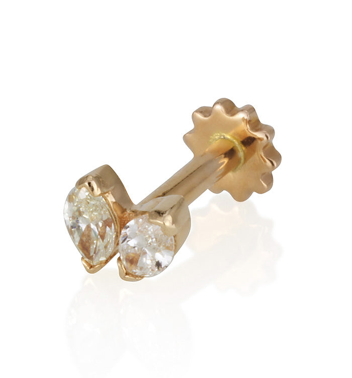 Yellow Gold Piercing Set with Marquise Diamonds IRIS DIAMONDS PIERCING LABRET