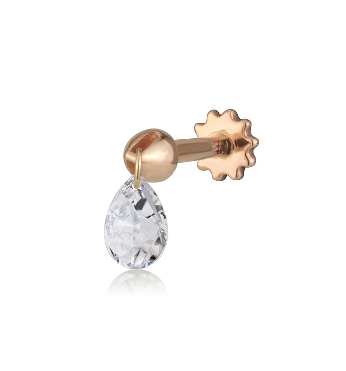 DRILLED DROP SHAPE DIAMOND PIERCING LABRET