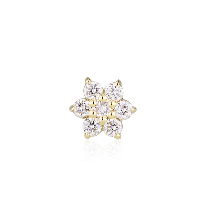 Yellow Gold Small Flower-Shaped Diamond Piercing SMALL FLOWER DIAMONDS PIERCING LABRET