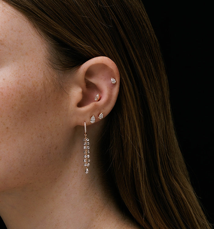 TEARDROP LAB-GROWN DIAMOND PIERCING EARRING 0.20CT