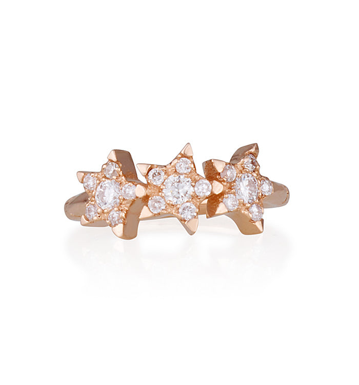 THREE STAR DIAMONDS PIERCING CLICKER EARRING
