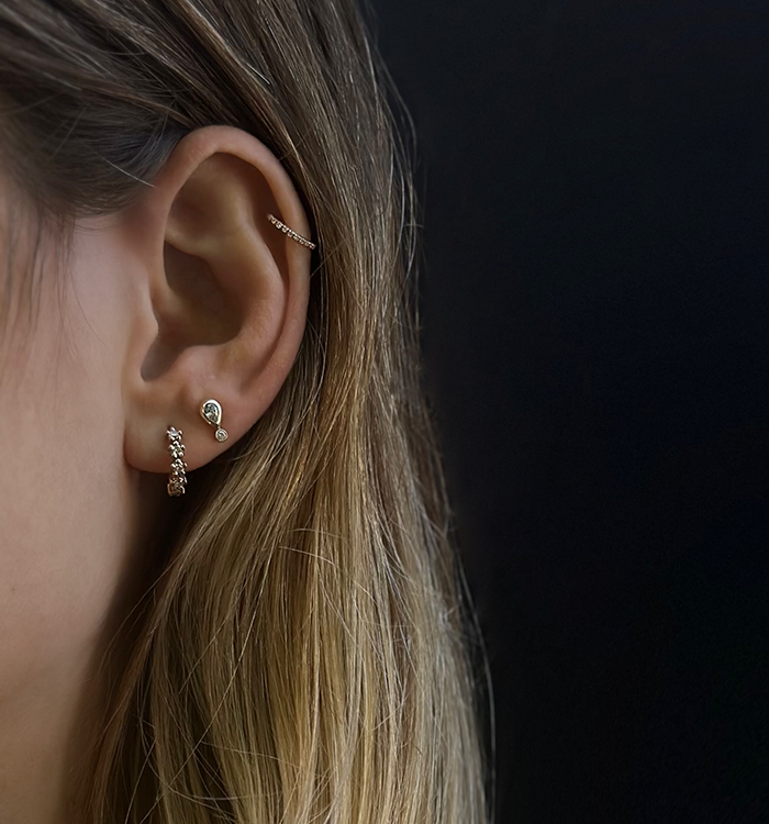 HOOP-LOOK DIAMONDS D PIERCING EARRING 8MM