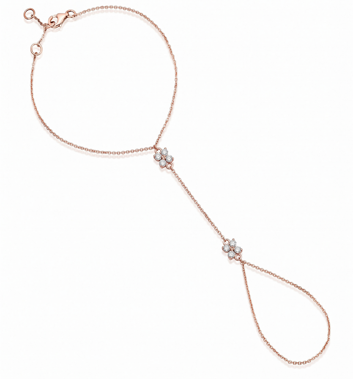MIRIAM hand bracelet in 14K rose gold set with natural diamonds