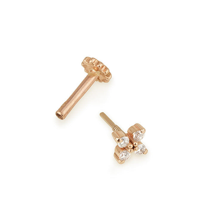 FOUR DIAMONDS PIERCING LABRET EARRING