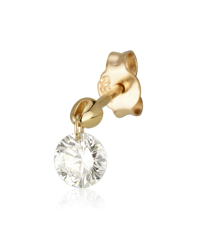 Yellow Gold Earring Set with 0.30-Carat Drilled Round Lab-Grown Diamond DRILLED ROUND SHAPE LAB DIAMOND EARRING