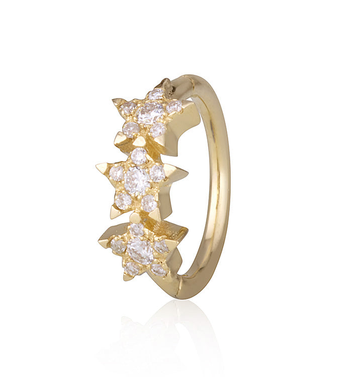 THREE STAR DIAMONDS PIERCING CLICKER EARRING