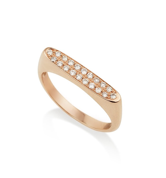 Rose Gold Pinky Signet Ring Set with Diamonds VICTORIA PINKY RING