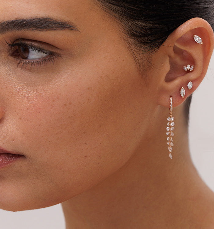 LOTUS MARQUISE DIAMONDS PIERCING EARRING