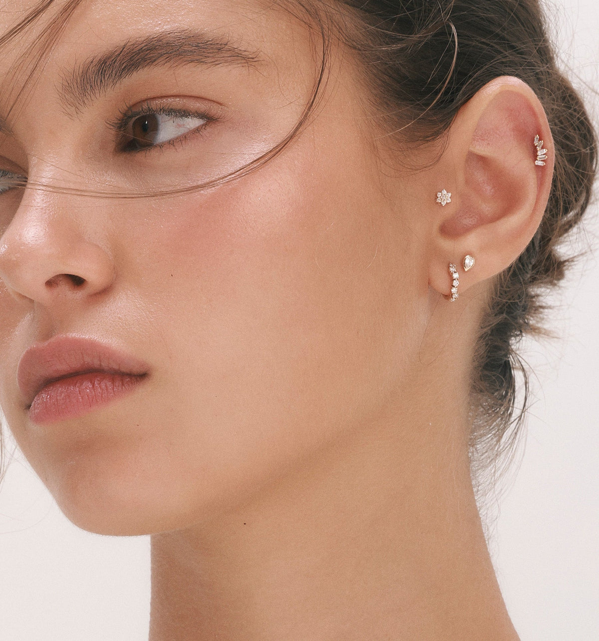 BAGUETTE RAINBOW DIAMONDS PIERCING LABRET