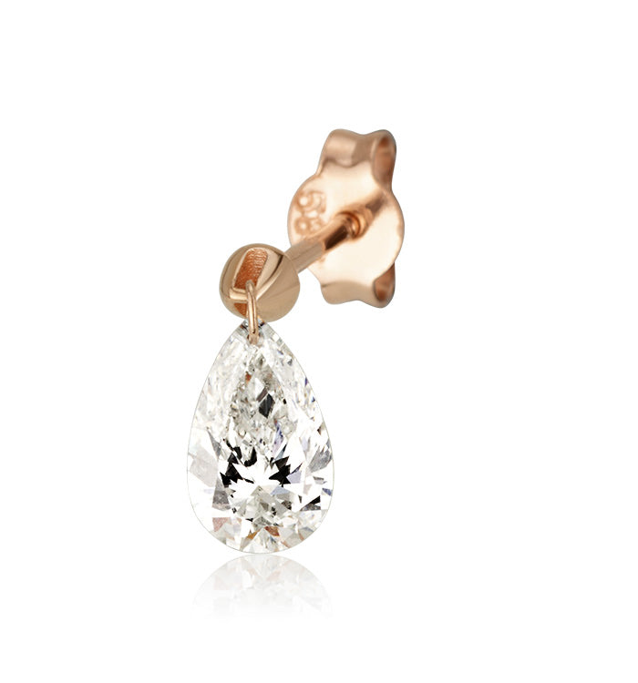 Rose Gold Earring Set with 0.40-Carat Drilled Teardrop Lab-Grown Diamond DRILLED DROP SHAPE LAB DIAMOND EARRING