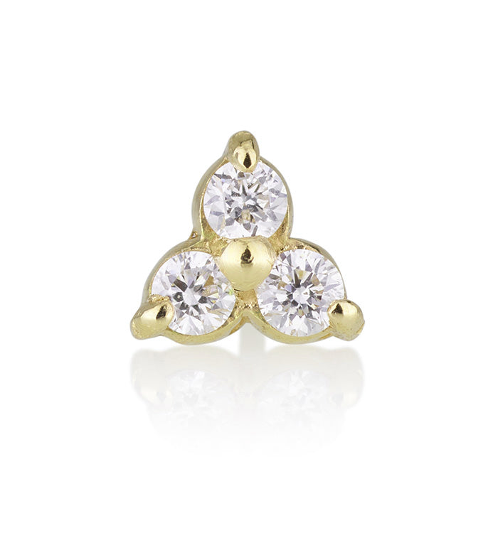 Yellow Gold Piercing Set with Three Diamonds TRIO DIAMONDS PIERCING LABRET