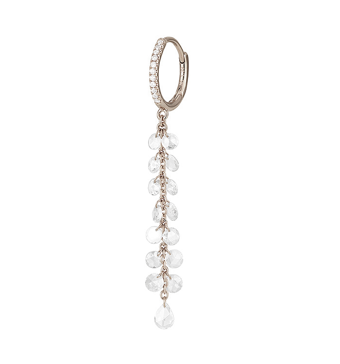 White Gold Hoop Earring Set with Diamonds and Rose-Cut Diamonds BRIGITTE EARRING