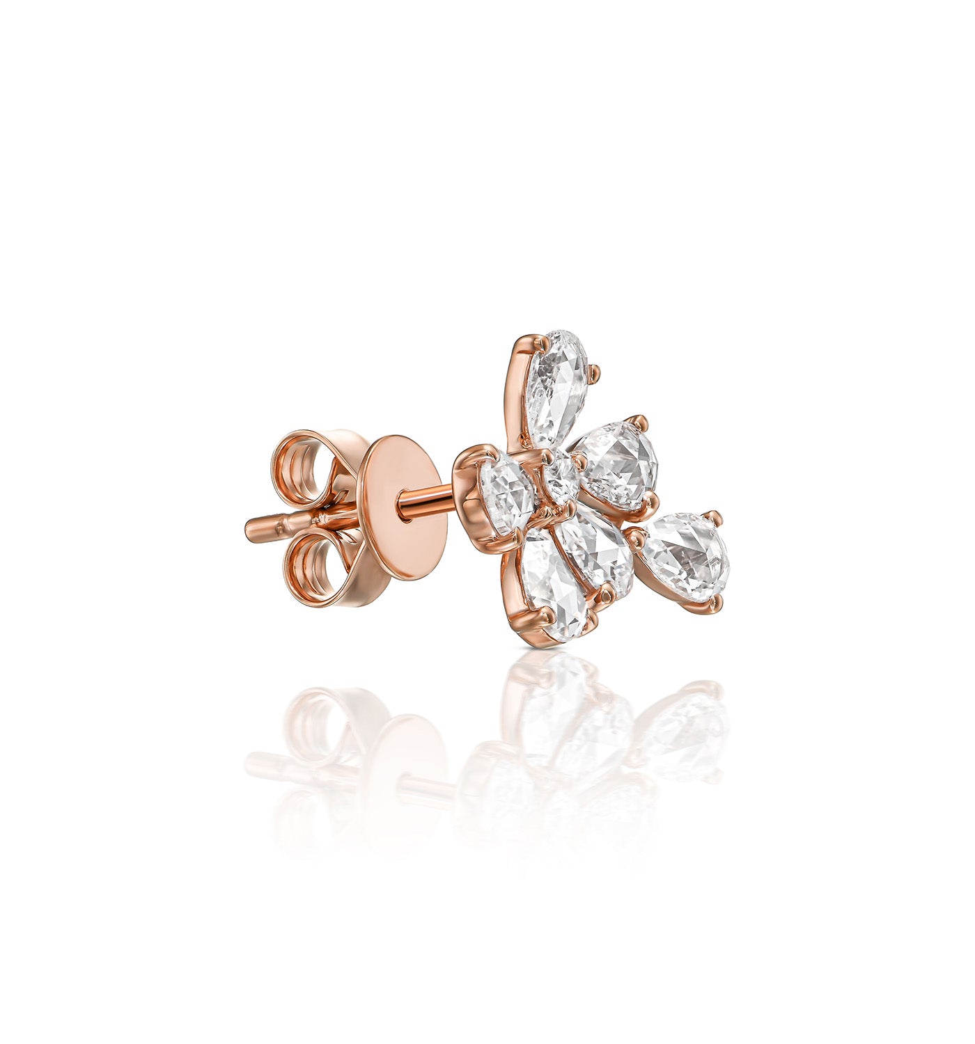 BIANCA diamond earring with rose cut pear-shaped diamonds side view