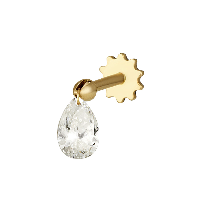 DRILLED DROP SHAPE LAB DIAMOND PIERCING LABRET 0.50CT