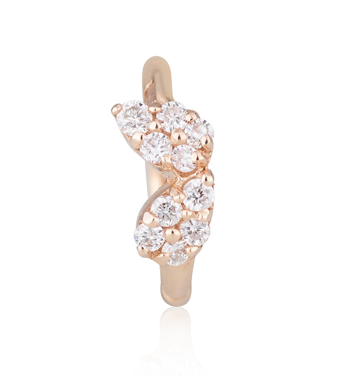 TWO DROPS DIAMONDS SHAPE SMALL CLICKER EARRING