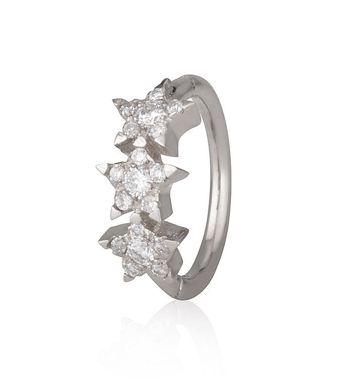 THREE STAR DIAMONDS PIERCING CLICKER EARRING