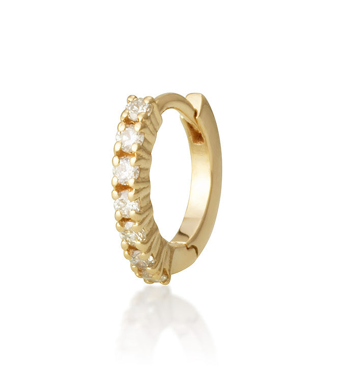 TRAGUS SMALL LOOP DIAMONDS HUGGIE HOOP EARRING