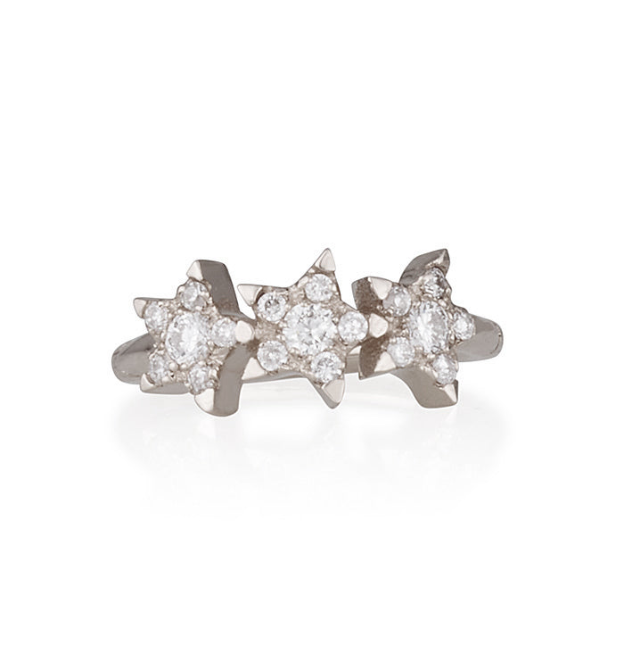 THREE STAR DIAMONDS PIERCING CLICKER EARRING
