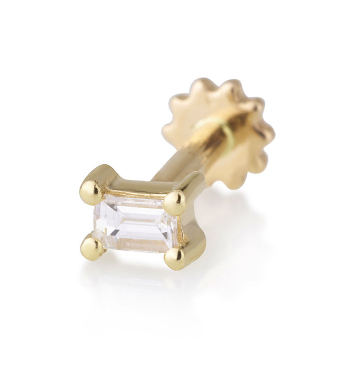 Yellow Gold Piercing Set with Baguette Diamond BAGUETTE DIAMOND PIERCING LABRET